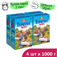 Овсяные хлопья Геркулес Экстра быстрого приготовления 1000 г/4 пачки в коробке. Русский Продукт