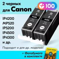 Картриджи для Canon PGI-5BK, Canon PIXMA MP510, iP4500, iP3300, iP5200, MP520 и др. с чернилами (с краской) для струйного принтера, 2 шт