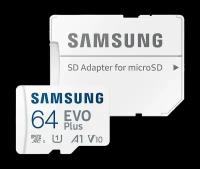 Samsung Карта памяти Samsung Evo Plus MB-MC64KA MicroSD 64 ГБ class 10 (с адаптером SD)