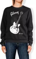 Женский свитшот «Gibson ES 335. Гитара. Guitar. Гибсон. Rock.» (L, черный)