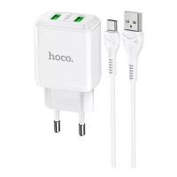 Сетевое зарядное устройство Hoco N6 Charmer + кабель USB Type-C, 18 Вт, white