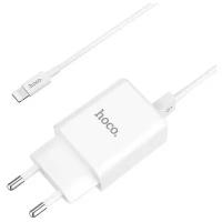 Сетевое зарядное устройство HOCO C62A Victoria 2xUSB с Кабелем USB - Lightning, 2.1A, 10.8W, белый