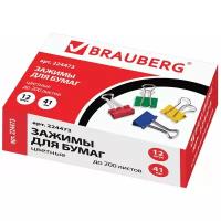 BRAUBERG Зажимы для бумаг цветные 224473 41 мм