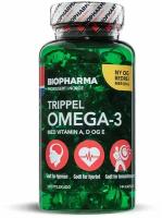 Рыбий жир в капсулах Biopharma Trippel Omega-3 Тройная Омега-3 с витаминами A, D, E 144 капсулы