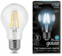 Светодиодная лампа Gauss LED Filament A60 E27 10W 4100К 1/10/40