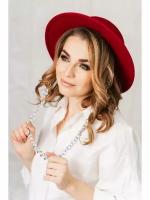 Женская шляпа "Фетр Сибири" - Канотье, размер 56-57, красный