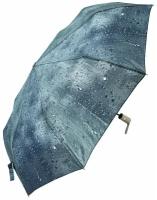 Зонт Rainbrella, автомат, 3 сложения, купол 96 см., 9 спиц, система «антиветер», чехол в комплекте, для женщин, синий, серый
