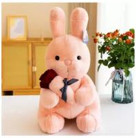 Мягкая игрушка Заяц с розой плюшевый зайчик 40 см
