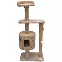 Домик когтеточка для кошек "Октавия", 120х50х30 см, гавайский канат, ковролин, коричневый/ домик для кошки