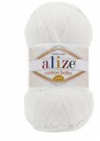 Пряжа Alize Cotton baby soft белый (55), 50%хлопок/50%акрил, 270м, 100г, 1шт