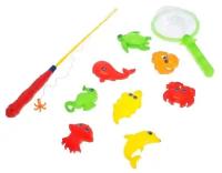 --- Магнитная рыбалка дял детей "Морские жители" 10 предметов: 1 удочка, 1 сачок, 8 игрушек, цвета микс