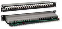 Патч-панель 19" Hyperline, 1U, 24 порта RJ-45 полн. экран, категория 5e, Dual IDC, ROHS, цвет черный