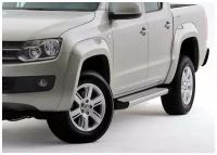 Пороги алюминиевые с площадкой "SILVER" (арт. F193AL.5803.2) VOLKSWAGEN Amarok 2016- н.в