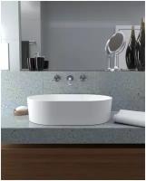 Раковина в ванную накладная Radostone Eliza Solid Surface Белая матовая овальная 550х370х140 мм