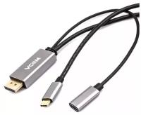 Кабель-адаптер Vcom USB 3.1 Type-Cm - DP(m) 4K@60Hz, 1.8m, PD, Aluminium Shell, (CU422MCPD-1.8M)