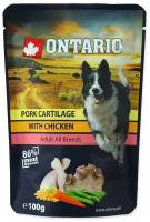 Пауч Ontario для взрослых собак и щенков цыпленок с овощами 100г