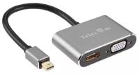 Кабель Mini DisplayPort - HDMI - VGA, M/F/F, 4K 30Hz, серый, Telecom, TA6080