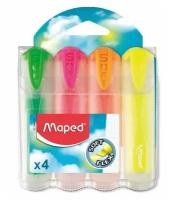 Maped. Текстовыделитель "Fluo Pep's soft Translucent" прозр. корпус (4 шт, цв. ассорт) арт.745947