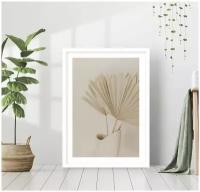 Постер В рамке "Сухие пальмовые листья" 50 на 70 в белой раме / Картина для интерьера / Плакат / Постер на стену