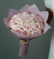 Букет розовых роз 35 штук, «Грейси» 45 см букет Россия(большой бутон)