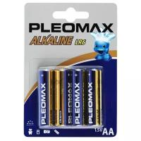 Батарейка алкалиновая Pleomax, AA, LR6-4BL, 1.5В, блистер, 4 шт