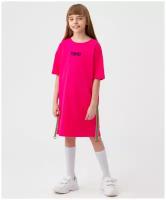 Платье-футболка с короткими рукавами розовое Button Blue, для девочек, размер 134, мод 123BBGJC50124900
