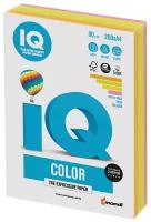 Бумага цветная IQ color, А4, 80 г/м2, 200 л, (4 цвета x 50 листов), микс неон, RB04