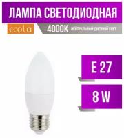 Лампа светодиодная Ecola свеча E27 8W 4000K 4K 100x37 C7LV80ELC