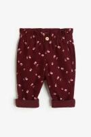 Вельветовые брюки на подкладке H&M для девочек бордовые, размер92