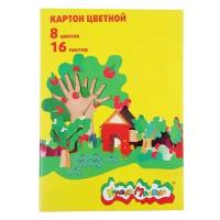 Картон цветн А4 16л 8цв немел одност 220г/м² Каляка-Маляка немелов КЦКМ16 2371018