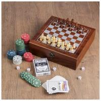Набор 4 в 1: шахматы, покер (100 фишек, 2 колоды, кубики 5 шт), 24 х 24 см 3797113