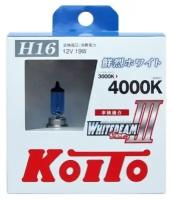 Лампа автомобильная галогеновая H16 Koito Whitebeam 4000 К 12В (2 шт.) P0749W