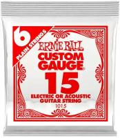 ERNIE BALL 1015 Plain Steel .015 Струна одиночная для акустической и электрогитары