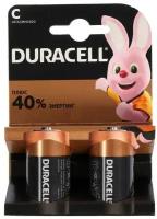 Батарейка алкалиновая Duracell Basic, C, LR14-2BL, 1.5В, блистер, 2 шт