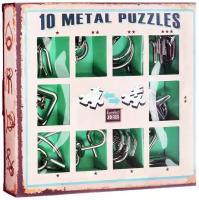 Набор головоломок Hanayama Зеленый / 3D Puzzle 10 Metal Puzzles green set, 10 шт