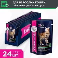 Корм для кошек Eukanuba Adult Top Condition влажный рацион с говядиной в соусе, 24х85г