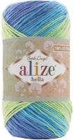 Пряжа Alize Bella Batik 100 лимонный-бирюзовый-синий (4146), 100%хлопок, 360м, 100г, 2шт