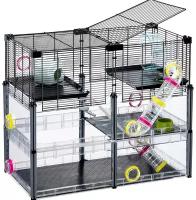 Многоэтажная клетка для грызунов Ferplast Multipla Hamster Crystal c аксессуарами 72,5х37,5х62 см