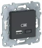 NU501854 Розетка USB Schneider Electric Unica New скрытый монтаж, антрацит