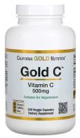 California Gold Nutrition, Gold C, витамин C, 500 мг, 240 вегетарианских капсул