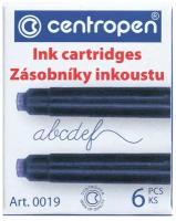 Картриджи чернильные синие CENTROPEN, комплект 6 шт., 0019/6, 1 0019 0601 В наборе: 5компл