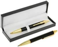 Ручка подарочная шариковая в кожзам футляре автоматическая Модерн корпус черно-золотистый 131985