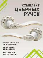 Ручка дверная раздельная TRODOS AL-75, белый/золото