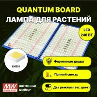 Светильник для растений/ quantum board c диодами LM-301, фитолампа 240 ватт, Mean Well, 5000К, квантум борд