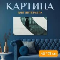 Картина на холсте "Кафельная плитка, мрамор, пол" на подрамнике 75х40 см. для интерьера