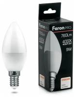 38060 Лампа светодиодная Feron PRO 9W=75W 230V E14 Свеча C37 760Лм Ra>80 4000К, упаковка 1шт