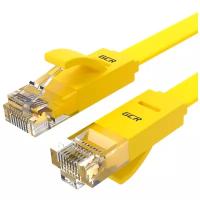 Провод PROF плоский UTP cat.6 10 Гбит/с RJ45 LAN для интернета контакты 24K GOLD (GCR-LNC62) желтый 0.3м
