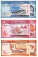 Комплект банкнот номиналом 20,50,100 рупий 2016-2017 года. Шри-Ланка. UNC