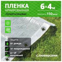 Пленка Армированная с люверсами 150 мкм 6 м х 4 м нить белая 'Урожайная сотка'