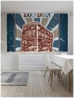 Классические шторы JoyArty "Эмблема Лондонского автобуса", серия Oxford DeLux, 2 полотна 145x180 см
